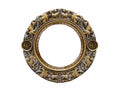 round medieval golden frame isolated on white