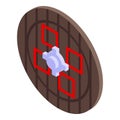 Round medieval shield icon isometric vector. Knight kingdom