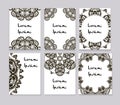 Round mehendi henna patterns drawn doodle set mandalas. Royalty Free Stock Photo