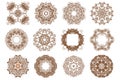 Round mehndi henna patterns drawn doodle set mandalas. Royalty Free Stock Photo