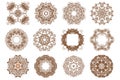 Round mehndi henna patterns drawn doodle set mandalas.