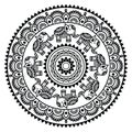 Round Mehndi, Indian Henna tattoo pattern