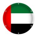 Round metal flag and screws - United Arab Emirates Royalty Free Stock Photo