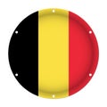 Round metallic flag of Belgium with holes