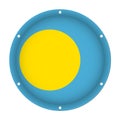 Round metallic flag of Palau with holes