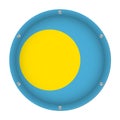 Round metallic flag of Palau with screws