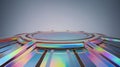 Iridescent Metallic Platform Shines With Rainbow Colors Under Studio Lighting Royalty Free Stock Photo
