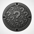 A round, metallic surface filled with raised question mark symbols of various sizes Royalty Free Stock Photo