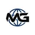round MG logo initial M & G graphic concept branding vector icons Royalty Free Stock Photo
