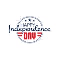 Round monochrome emblem of USA with text happy independence day. 4th of July. National holiday icon. Flat vector design Royalty Free Stock Photo