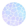 Round mosaic, stained glass blue watercolor background