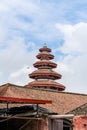 Round, multi-tiered tower in Nasal Chowk Courtyard of Hanuman Dhoka Durbar Square, Kathmandu Royalty Free Stock Photo