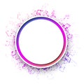 Round musical background with colorful notes.