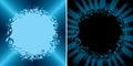 Round musical frames on dark and light backgrounds - vector decorations