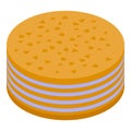 Round napoleon cake icon isometric vector. Food party