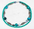 Round necklace from chrysocolla and turquoise