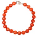 Round necklace from red coral beads Royalty Free Stock Photo