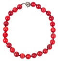 Round necklace from red sponge coral beads Royalty Free Stock Photo