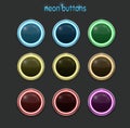 Round neon buttons Royalty Free Stock Photo