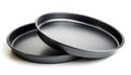 Round nonstick pizza pan baking tray kitchenware isolated Royalty Free Stock Photo