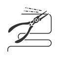 Round nose pliers cutting wire glyph icon