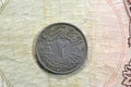 Round old Egyptian coin of two 2 milliemes series 1929 AD 1348 AH features king Fuad I of Egypt on obverse side and value with