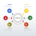 Round organizational structure infographic template design. Business concept infograph with 6 options, steps or processes. Vector Royalty Free Stock Photo
