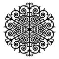 Round ornament, mandala. Christmas snowflake pattern, decorative design element. Icon, beautiful pattern. Black drawing on white