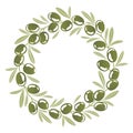 Round ornament Wreath of green olives