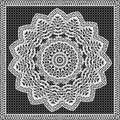 Round ornamental lace greek mandala seamless pattern. Grid lacy background. Black and white ornate monochrome design. Ancient Royalty Free Stock Photo