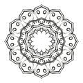 Round ornamental mandala lotus flower, Isolated design element for coloring book Royalty Free Stock Photo