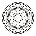 Round ornamental mandala lotus flower, Isolated design element for coloring book Royalty Free Stock Photo