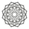 Round ornamental mandala lotus flower, Isolated design element for coloring book Royalty Free Stock Photo