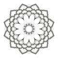 Round ornamental mandala lotus flower, Isolated design element for coloring book Royalty Free Stock Photo