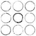 Hand drawn circle grunge shapes template. Scribble circular line frames. Doodle round border. Vector set Royalty Free Stock Photo