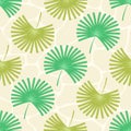 round palm leaves continuous seamless pattern