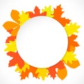 Round paper with autumn leaves on the background, in vector