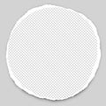 Round paper with torn edges in center of squared background. Vector illustration