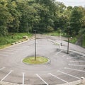 Round parking in the forest area of the national park