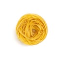 Round pasta isolated on a white background. Top view
