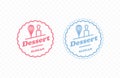 Round pastry logo design with kitchen whisk and rolling pin. Dishes for preparing desserts in a round shape design