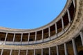 Round Patio and double colonnade of Charles V Palace inside the Nasrid fortification of the Alhambra, Granada, Andalusia, Spain. Royalty Free Stock Photo