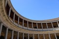 Round Patio and double colonnade of Charles V Palace inside the Nasrid fortification of the Alhambra, Granada, Andalusia, Spain Royalty Free Stock Photo