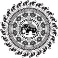 Round pattern with decorated elephants