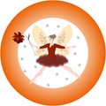 Round pattern with winged fairy and cosmos flower