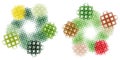 Round patterns of squares of the same shape and different colors on a white background. Set. 3D rendering. Royalty Free Stock Photo