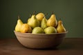 Round Pears bowl. Generate Ai Royalty Free Stock Photo