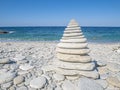 Round pebbles beach in Greece. Natural beauty.