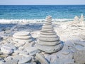 Round pebbles beach in Greece. Natural beauty.