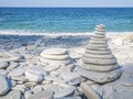 Round pebbles beach in Greece. Natural beauty.